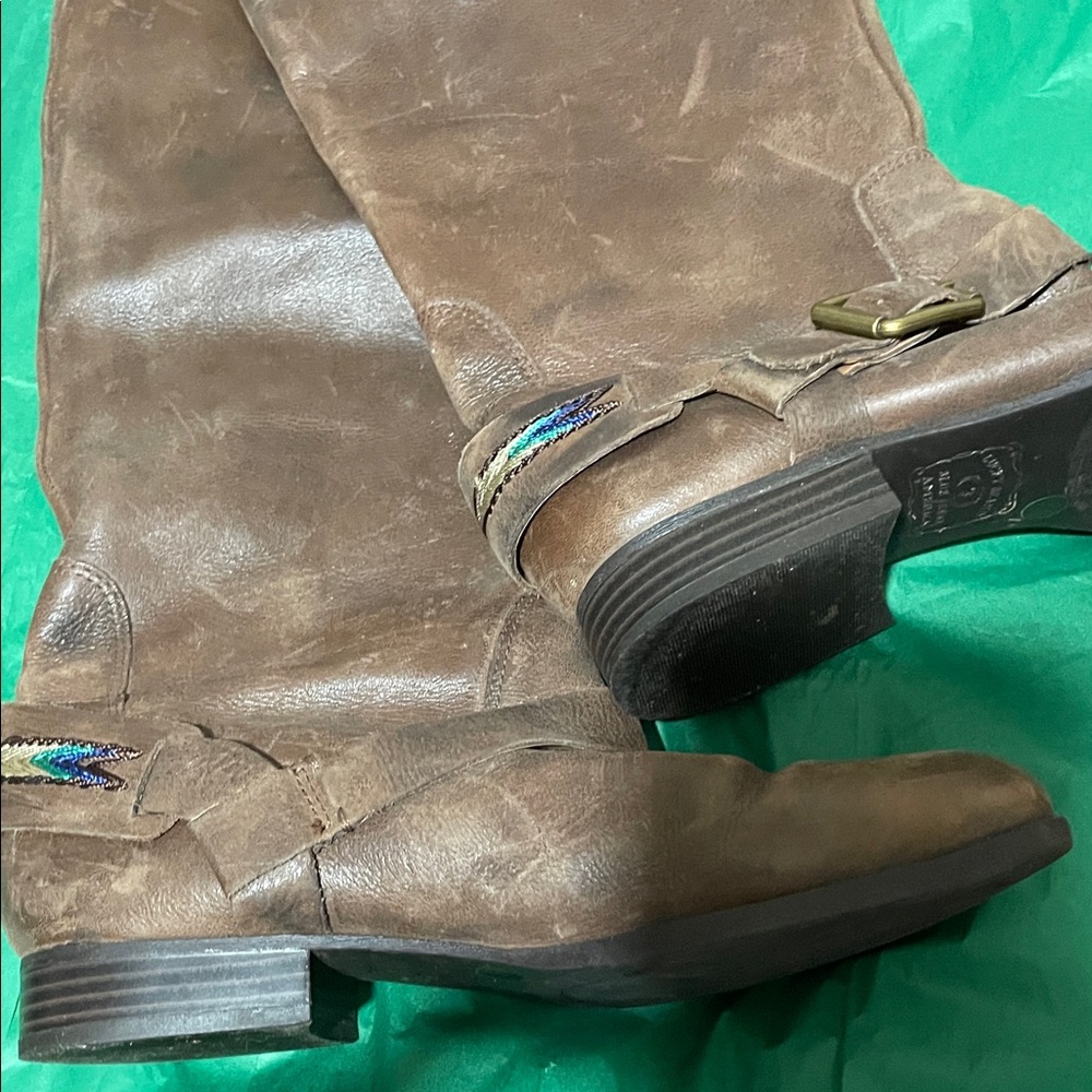 Lucky Brand Tan Leather Heeled Boots